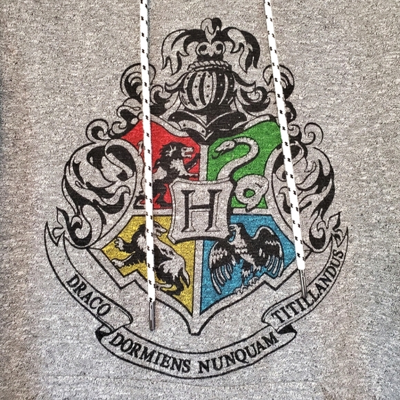 Harry Potter Hogwarts Crest Pullover Hoodie Heather Gray - Picture 2 of 5